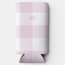 Monogrammierte Gingham-Karo Rosa Selters Dosenkühler