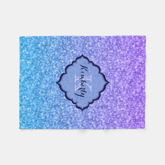 Monogrammierte Glitzer- und Glitzern-Muster Fleecedecke (Vorderseite (Horizontal))