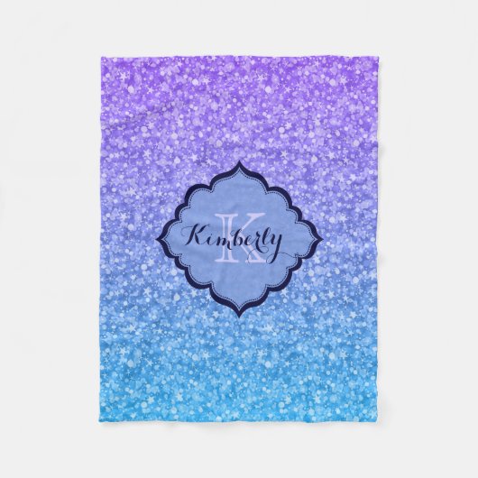 Monogrammierte Glitzer- und Glitzern-Muster Fleecedecke (Vorderseite)