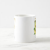 Monogrammierte goldene Sonnenblumen-Blumeninitiale Kaffeetasse (Mittel)