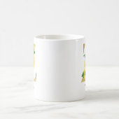 Monogrammierte goldene Sonnenblumen-Blumeninitiale Kaffeetasse (Mittel)