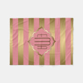 Monogrammierte goldene Streifen und rosa geometris Fleecedecke (Vorderseite (Horizontal))