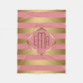 Monogrammierte goldene Streifen und rosa geometris Fleecedecke (Vorderseite)