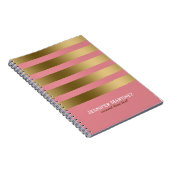 Monogrammierte goldene Streifen und rosa geometris Notizblock (Rechte Seite)