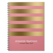 Monogrammierte goldene Streifen und rosa geometris Notizblock (Vorderseite)