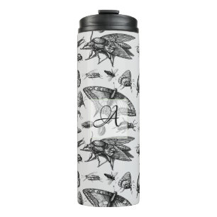 Monogrammierte GOTHIC BUGS Vintage-Tinte Insekten Thermosbecher