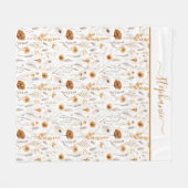 Monogrammierte Grau Beige Braun Weiß Boho Blumen Fleecedecke (Vorderseite (Horizontal))