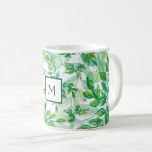 Monogrammierte grüne Blätter Kaffeetasse (VorderseiteRechts)