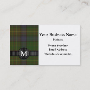 Monogrammierte grüne Tartan-Karodecke Visitenkarte