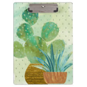 Monogrammierte Grüntöne der Wasserfarbenkaktus-Blu Klemmbrett (Vorderseite)