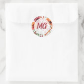 Monogrammierte Herbstblumen Runder Aufkleber (Tasche)