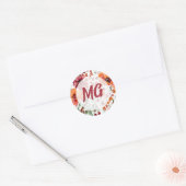 Monogrammierte Herbstblumen Runder Aufkleber (Umschlag)