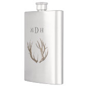 Monogrammierte Hirschgeweih-Flasche für ihn Flachmann (Links)