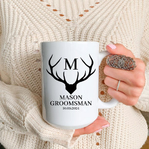 Monogrammierte Hirschhorn-Hochzeitsplaner-Einladun Zweifarbige Tasse