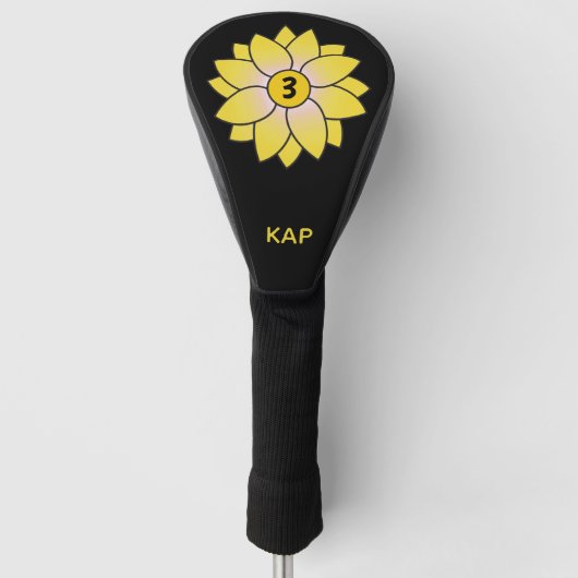 Monogrammierte Illustriert-Gelbe Daisy-Kopfbedecku Golf Headcover (Vorderseite)