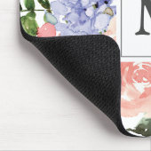 Monogrammierte Initiale Wasserfarbe Blau Rosa Flor Mousepad (Ecke)