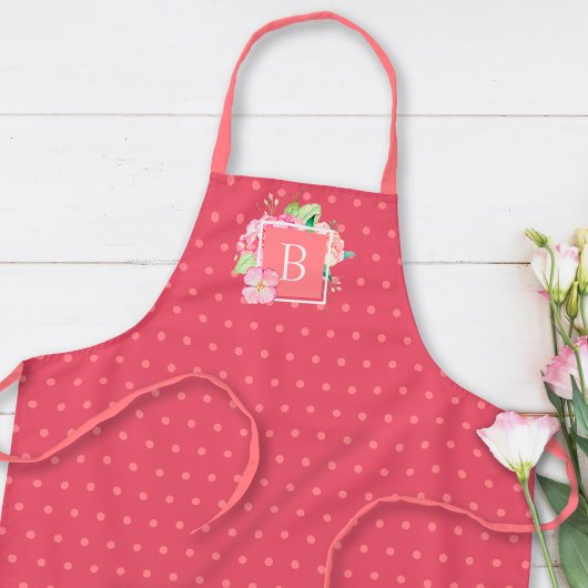 Monogrammierte Initiale Wasserfarbe Rosa Korallen Schürze
