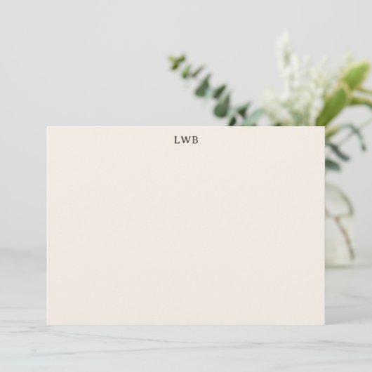 Monogrammierte Initialen Elfenbein Creme Moderne K Mitteilungskarte (Stehend Vorderseite)
