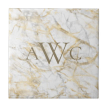 Monogrammierte Initialen Gold Weiß Grau Marmor