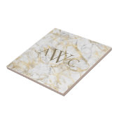 Monogrammierte Initialen Gold Weiß Grau Marmor Fliese (Seite)