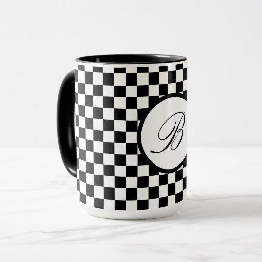 Monogrammierte Karierte Tasse (Vorderseite Links)
