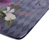 Monogrammierte lila Blüten Schneidebrett (Ecke)