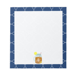 Monogrammierte Mason-Jar-Sweet-Tea - Navy-Quatrefo Notizblock