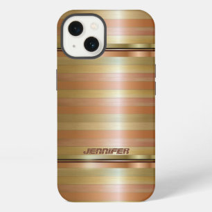 Monogrammierte Metall Kupfer Streifen Gold Akzente iPhone 13 Hülle