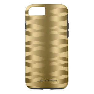 Monogrammierte Metallic Gold Wavy Zebra Streifen iPhone 8/7 Hülle