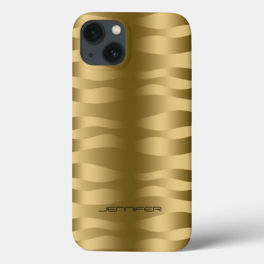 Monogrammierte Metallic Gold Wavy Zebra Streifen Case-Mate iPhone Hülle (Rückseite)