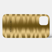 Monogrammierte Metallic Gold Wavy Zebra Streifen Case-Mate iPhone Hülle (Rückseite (Horizontal))