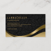 Monogrammierte moderne Black & Gold Dynamische Lin Visitenkarte (Rückseite)