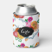 Monogrammierte moderne, farbenfrohe Frühlingsblume Dosenkühler (Kanne Vorderseite)