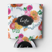 Monogrammierte moderne, farbenfrohe Frühlingsblume Dosenkühler (Vorderseite)