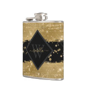 Monogrammierte moderne Glitzerschrift Flachmann (Links)
