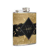 Monogrammierte moderne Glitzerschrift Flachmann (Rechts)