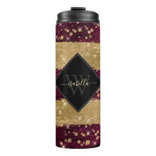 Monogrammierte moderne Glitzerschrift Thermosbecher