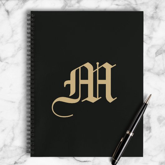 Monogrammierte moderne gothische Minimalistik in S Notizblock