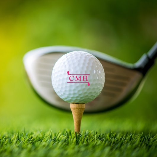 Monogrammierte moderne Minimal-Golfschläger in Hot Golfball