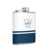 Monogrammierte moderne Schrift Navy Flachmann (Rechts)