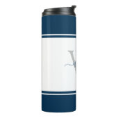 Monogrammierte moderne Schrift Navy Thermosbecher (Nach links gedreht)