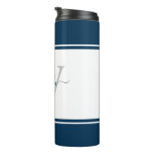 Monogrammierte moderne Schrift Navy Thermosbecher (Nach rechts gedreht)