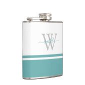 Monogrammierte moderne Schrift Teal-Flasche Flachmann (Rechts)