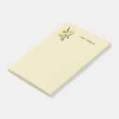 Monogrammierte Narzissen-Post-it-Notes Post-it Klebezettel (angewinkelt)