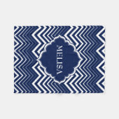 Monogrammierte Navy Blue und White Zigzag Zickzack Fleecedecke (Vorderseite (Horizontal))