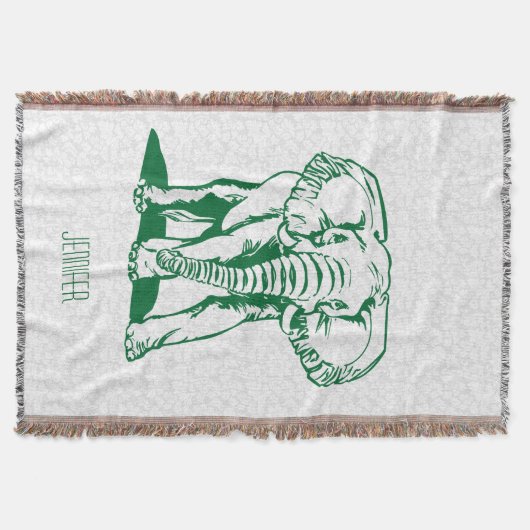 Monogrammierte Niedlich Hunter Green Elephant Line Decke (Vorderseite)
