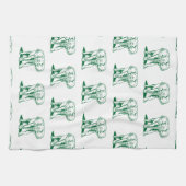 Monogrammierte Niedlich Hunter Green Elephant Line Handtuch (Horizontal)