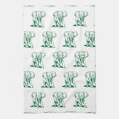 Monogrammierte Niedlich Hunter Green Elephant Line Handtuch (Vertikal)