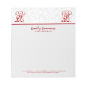 Monogrammierte Niedliche Dunkelrote Elefantenlinie Notizblock (Vorderseite)