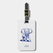 Monogrammierte Niedliche Navu Blue Elephant Line Z Gepäckanhänger (Vorderseite vertikal)